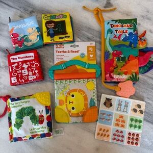 6 Crinkle Books Baby Books Sensory Toys Teethers Dinosaurs (1 Extra Square)